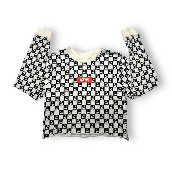 Vans Cropped Long Sleeve Checkerboard Design Size Small - Picture 2 of 10